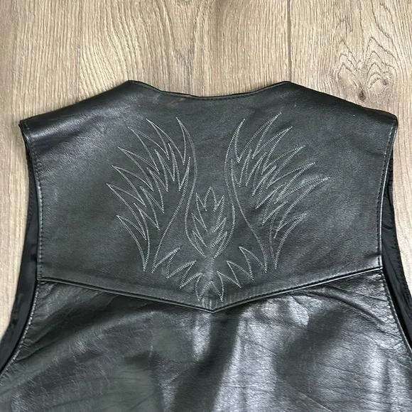 Ruddock Vintage Black Leather Western‎ Cowboy Vest Size 42